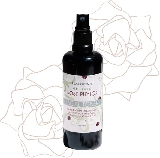 Organic Phyto³ Rose Water Facial Toner Spray - Pure Rosewater for Face, with Acaí and Herbal Extracts - Eco-Friendly and Vegan - Hydrating Rose Water Organic Face Spray (4 oz)