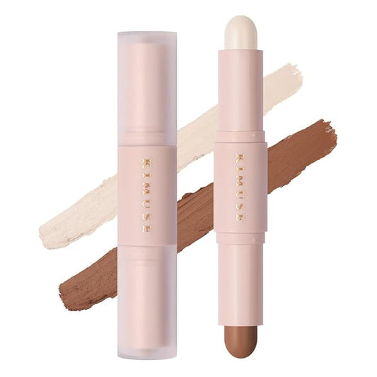 KIMUSE 2 Color Dual Cream Contour Stick, Highlight & Contour Bronzer Stick, Long Lasting & Waterproof Contour Sticks Kit for Light Skin Face Makeup