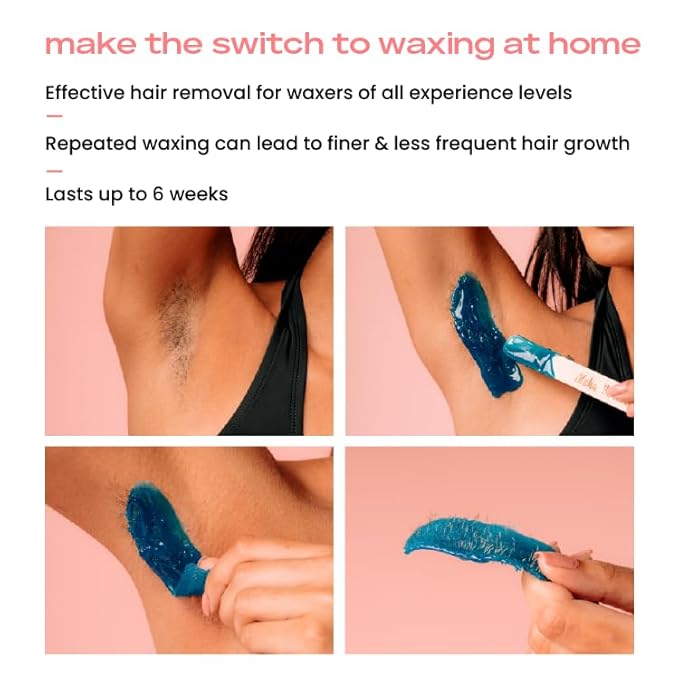 KoluaWax Premium Waxing Kit for Women - Hot Melt Wax Warmer for Hair Removal, Eyebrow, Bikini, Legs, Face, Brazilian & More - Machine + 4-Pack Hard Wax Beads + Accessories, Blush