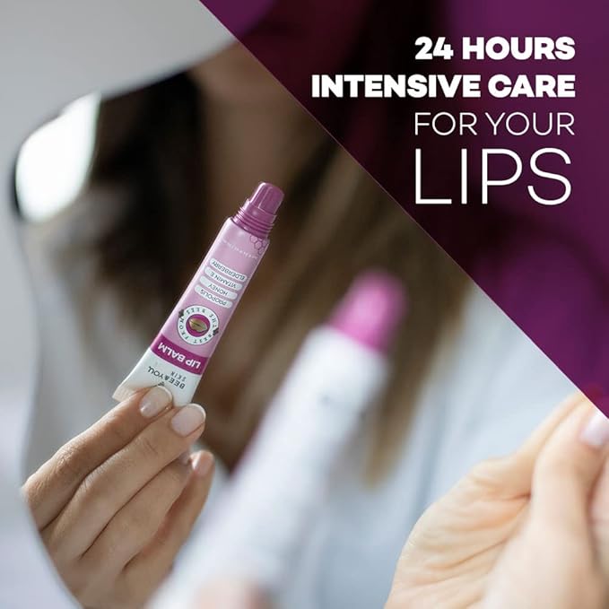 Bee and You Elderberry and Propolis Extract Lip Balm, Beeswax, Shea Butter, Vitamin E, 100% Natural Moisturizing Lip Balm, Chapstick, Chapped Lips Treatment Severe, 10ml