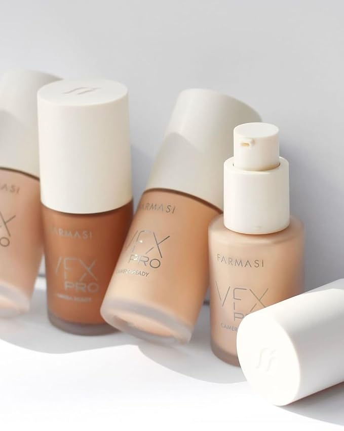FARMASi Vfx Pro Foundation, Full Coverage Liquid Cream, Lightweight Long Lasting Coverage, Breathable Skin Moisturizer with Color True Matte Blending, Face Makeup, 1 fl. oz / 30 ml - Neutral Medium 12