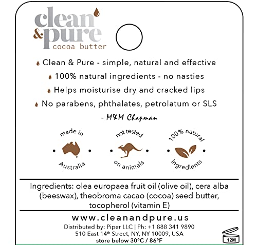 Lip Balm 2-Pack (Cocoa Butter) | Manuka Honey Beauty Products | Lip Care Set With 100% All Natural Beeswax and Vitamin E Oil | Flavored Lip Balm for Dry, Chapped Lips