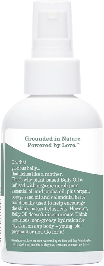 Earth Mama Belly Oil for Dry Skin | Calendula Skin Care Moisturizer Oil to Encourage Natural Elasticity and Help Prevent Stretch Marks During Pregnancy and Postpartum, 4-Fluid Ounce (3-Pack)