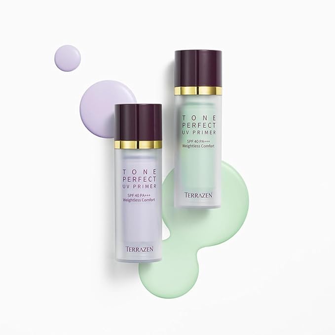 Korean Face Primer 30ml - Korean Makeup & Skincare Lightweight Corrector Base SPF40 PURPLE - Reduces Dullness, Moisturizes for Red, Sensitive Skin witj Aloe (Primer - Purple Tinted)