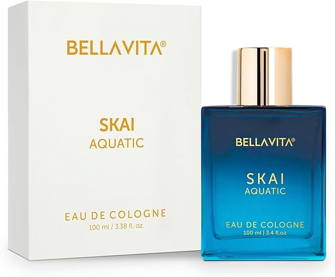BellaVita Luxury SKAI Aquatic Unisex Cologne (3.48 fl.oz) Gift | Unisex Fresh Cologne Perfume | Long-Lasting Body Mist with Bergamot & Pink Pepper | Clean, Natural & Cruelty-Free Vanilla Perfume