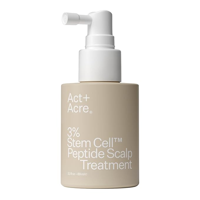 Act+Acre Cold Processed 3% Stem Cell Peptide Treatment | Boosts Hair Density | Grape Stem Cells, Peptides + Caffeine | Vegan, Fragrance-Free | 3 Fl Oz