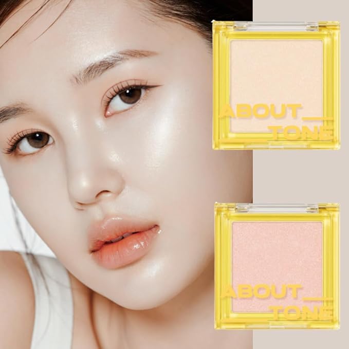 Light On Me Highlighter 2 Color - Makeup Highlighting Powder Palette, Natural Satin Glow, Lightweight Velvety Powder, Clear Sheer Pearls, Shiny Illuminator, 0.26oz (02 CANDY LIGHT)