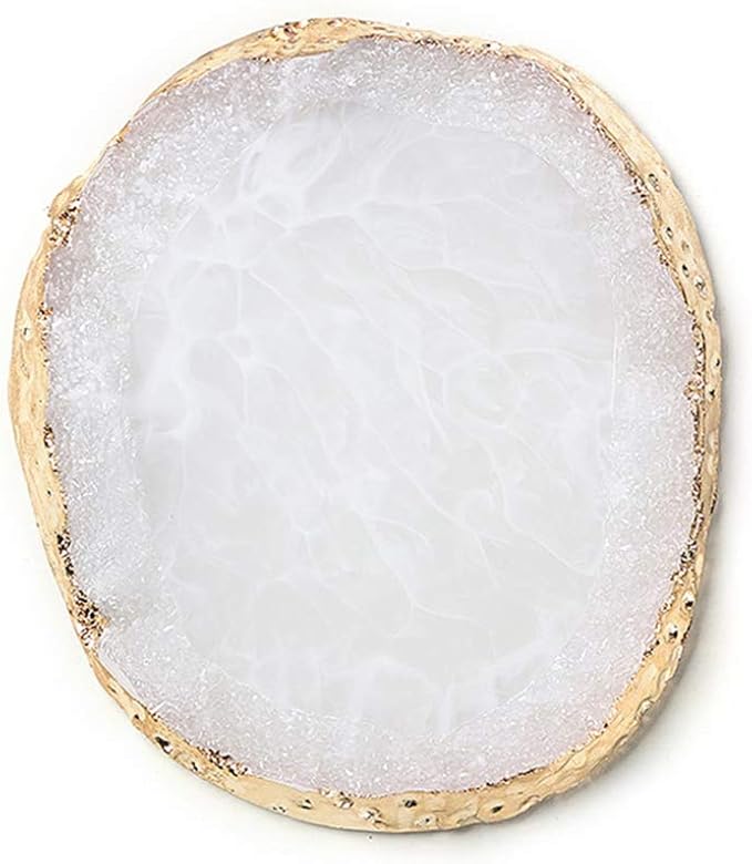 1pc White Golden Edge Resin Nail Art Palettes Nail Mixing Palette Polish Color Mixing Plate Nail Holder Display Cosmetic Mixing Tools Makeup Palette Tray Accessories (white)