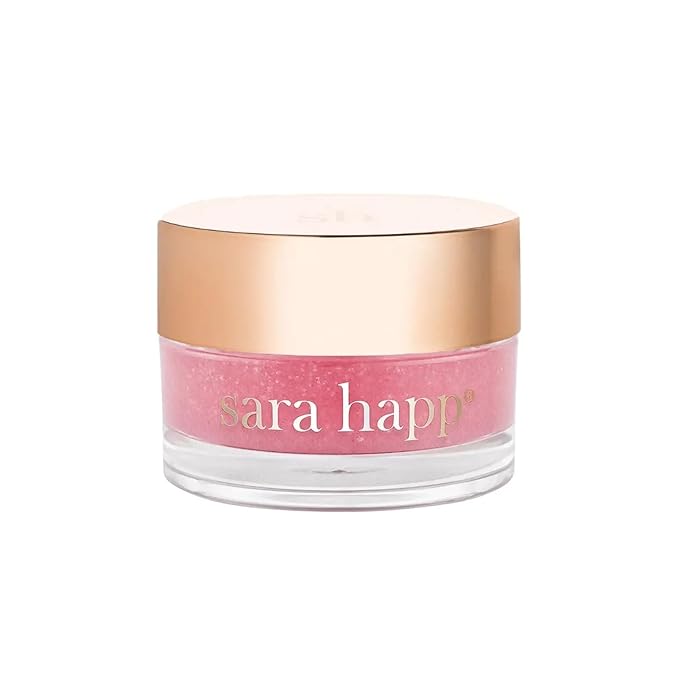 Sara Happ The Lip Scrub: Pink Grapefruit Sugar Scrub for Dry Lips - Gently Exfoliate, Polish, and Revitalize Lips with Vitamin E and Jojoba & Grape Oils, Vegan, 0.5 oz.