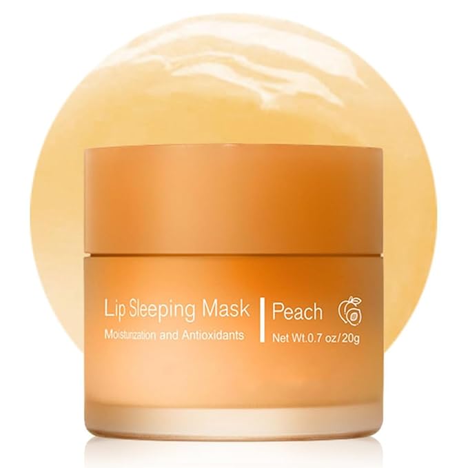 Hydrating Lip Sleeping Mask, Long Lasting Hydrating Night Lip Balms for Intensive Moisturizing and Care, Prevention Dry and Crack (PEACH) 0.7 OZ