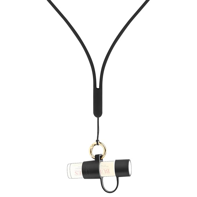 Desing Wish Silicone Lip Balm Holder with Cap Cover Portable Chapstick Holder Keychain Sleeve Lip Balm Key Chain with Key Ring and Neck Strap Lanyard - Black