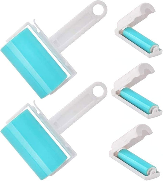 Lint Roller 5 Pack, Reusable Washable Lint Roller Sticky Gel Lint Remover Pet Hair Remover Cleaner for Clothes, Travel Essentials Household Use, Include Large Small Size