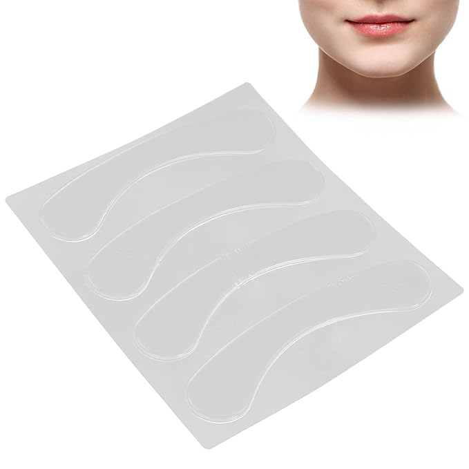 Lip Wrinkle Patches, Reusable Silicone Lip Anti-Wrinkle Pads Transparent for Smoothing Lip Wrinkles (4 Pcs)