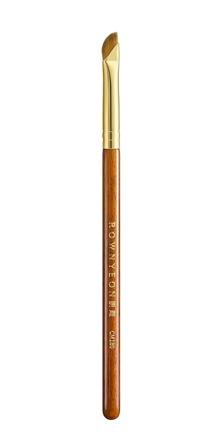 Desert Oak Series Angled Eyeliner Brush - Ultra-Fine Nylon Bristles for Razor-Sharp Gel/Liquid/Powder Lines, Anti-Smudge Design, Ebana Handle & Brass Ferrule (CM 180)