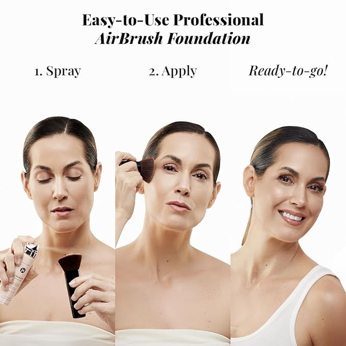 MagicMinerals AirBrush Foundation by Jerome Alexander – 2pc Set with Airbrush Foundation and Kabuki Brush - Spray Makeup with Anti-aging Ingredients for Smooth Radiant Skin - Fair
