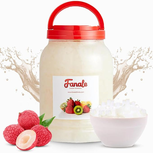 Fanale Coconut Jelly Topping nata de coco for Bubble Tea 8.3 lb | Lychee Jelly | for Boba Tea, Smoothies, Slushes, Desserts | 8.3lb | JEL005