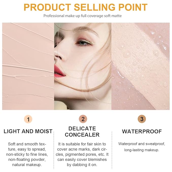 Kaely Pot Concealer Set,under Eye for Conceals Dark Circles, Waterproof Face Primer Makeup,Corrects Tattoo Concealer,Foundation Makeup Brush,Eye Ring corrector de ojeras 01, 01 IVORY WHITE