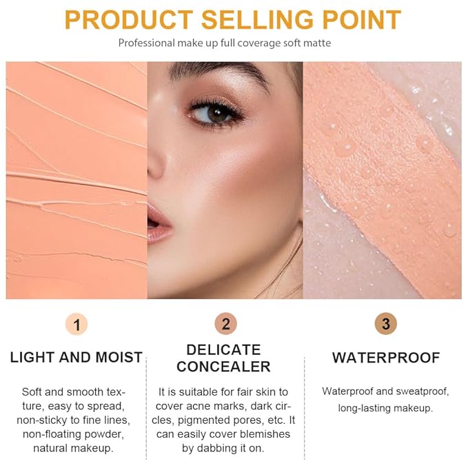 Kaely Pot Concealer Full Coverage Set,under Eye Brightener Concealer for Conceals Dark Circles,Waterproof Foundation Face Makeup Brush Kit,Color Correcting Concealer,Eye Ring corrector de ojeras 05