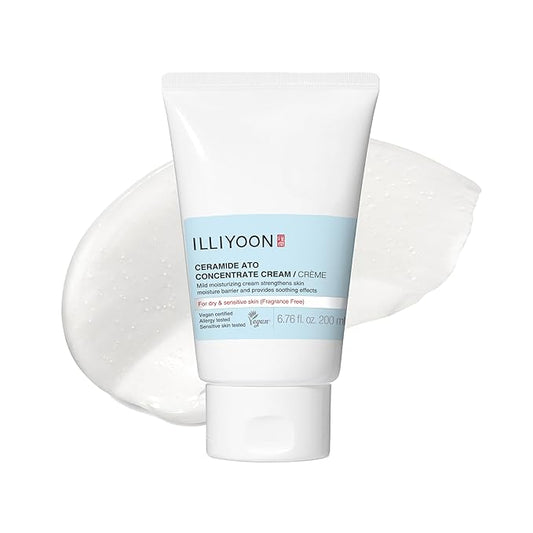 Illiyoon Ceramide Ato Concentrate Cream | Moisturizer for Dry & Sensitive Skin, 100hr Lasting Hydration, For Face & Body, Gentle for Infants, Moisture Barrier Repair, Vegan Certified, 6.76 fl.oz.