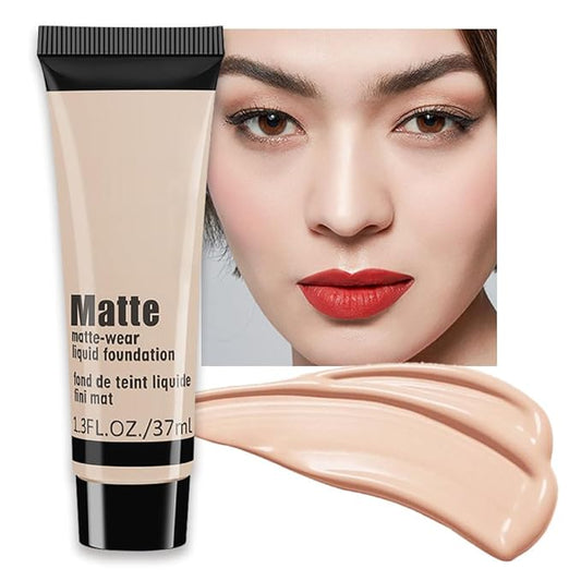 1 Pack Liquid Foundation Cream for Face Makeup,Durable Full Coverage Matte Concealer Make Up,Oil Control & Waterproof Base Primer -1 Fl.Oz-IVORY 6#