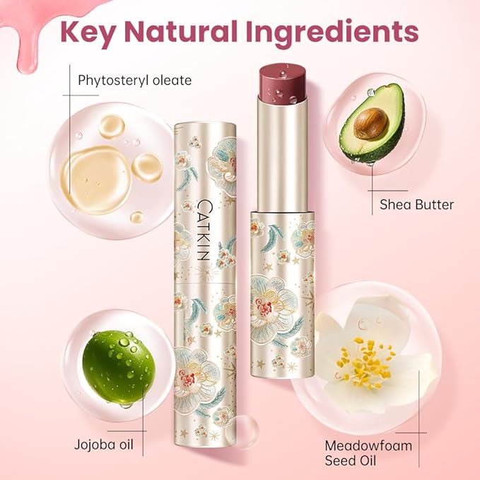 CATKIN Glossy Lip Balm Ultra Hydating Glow Lip Tinted Jelly Plump Melting Balm Shea Butter Repair Soothing For Dry Lips Dewy Finished 0.12 oz C04 PEONY