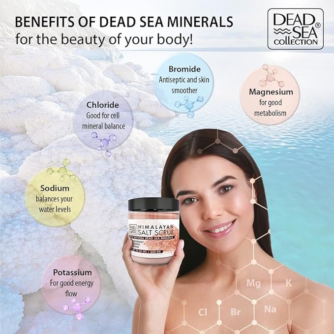 Dead Sea Collection Himalayan Salt Scrub – Exfoliating Body Scrub for Women – Moisturizing and Nourishing Skin – with Pure Oils and Dead Sea Minerals (23.28 Oz)
