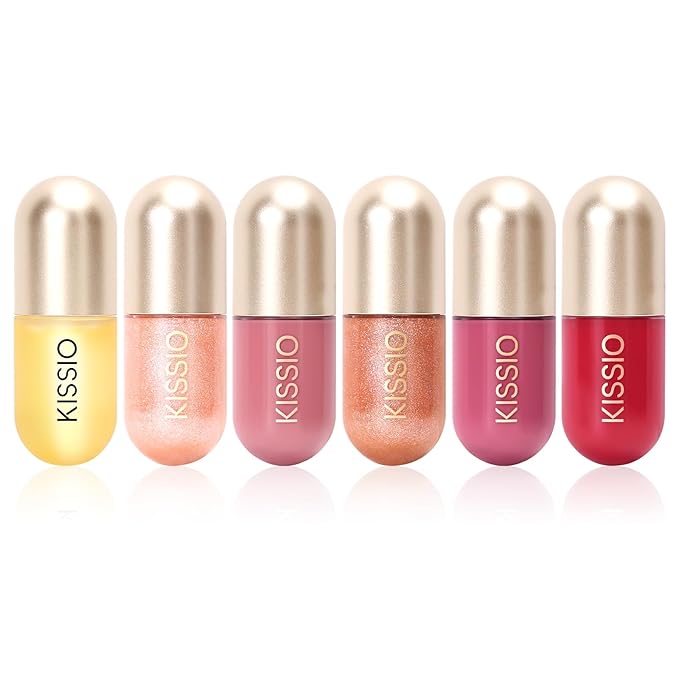 KISSIO Lip Plumper,Color Lip Plumper Gloss,Shimmer,Lip Enhancer,Plant Extracts Plumping Lip Serum,Moisturizing Lip Gloss for Fuller Lips and Hydrated Beauty Lips 5.5ml (01 Lemonade)