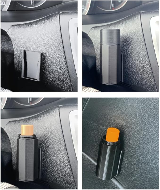 Lip Balm Holder with Car Mount Bracket and Screw Cap Lid for Carrying in Bags Pockets Fits Lip Balm and Lip Stick (1 Pk Blk)