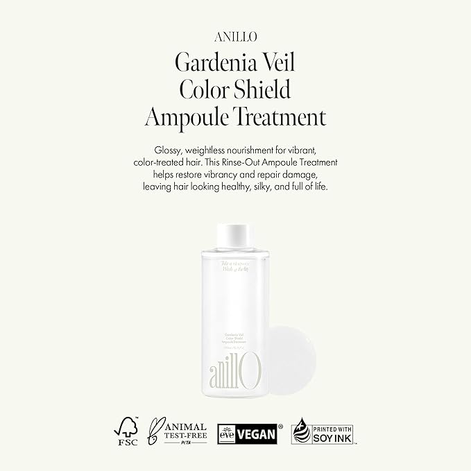 Gardenia Veil Color Shield Ampoule Treatment – Shine-Boosting Hair Mask for Color-Treated Hair – Protein & Amino Acid Complex, Daily Use, Silicone-Free, 200 ml / 6.76 fl oz