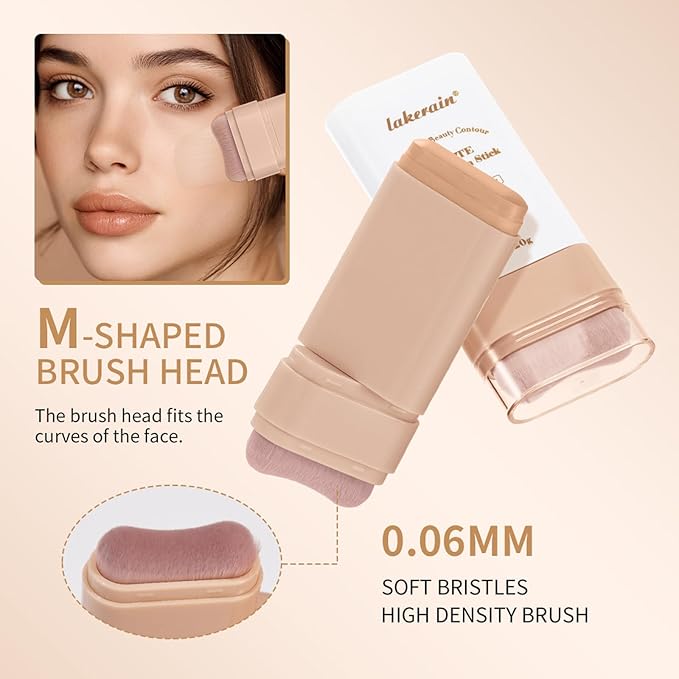 Beauty Balm Serum Boosted Skin Tint, Dual-Ended Eraser Foundation Stick with Brush, Full Coverage Cream Korean Makeup, Long-Lasting Stick for Smooth, Flawless Finish (#3 Warm Beige)