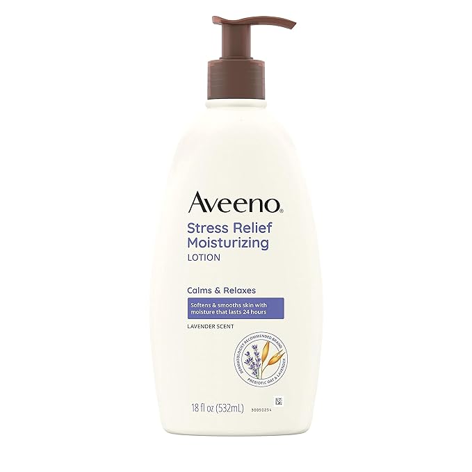 Aveeno Stress Relief Moisturizing Body Lotion with Lavender Scent, Natural Oatmeal to Calm & Relax, Non-Greasy Daily Stress Relief Lotion, 18 fl. oz (Pack of 3)