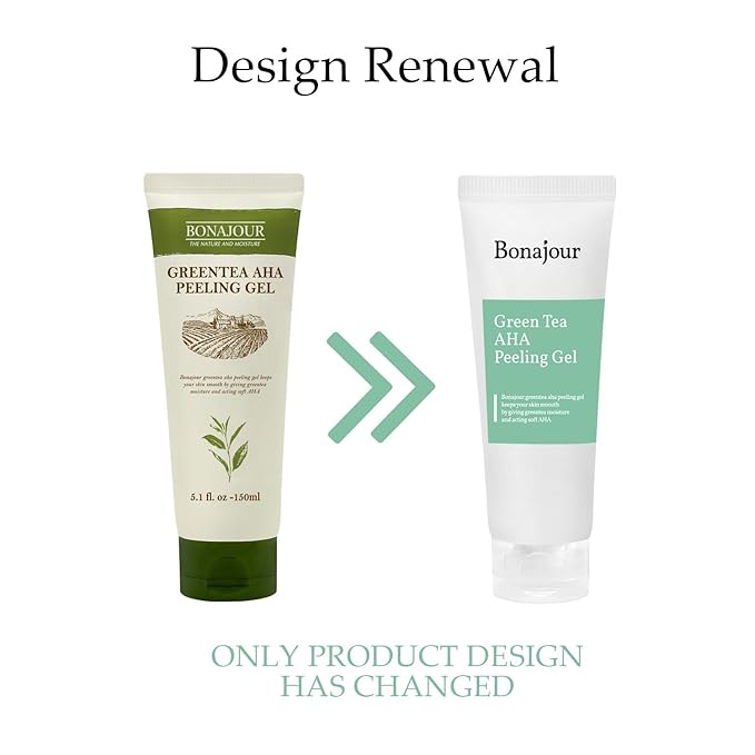 [BONAJOUR] Green Tea AHA Peeling Gel – Best Korean Vegan beauty AHA Deep Facial Exfoliating Gel 5.1Fl.oz
