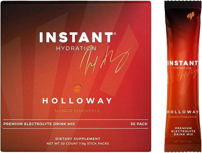 Instant Hydration Electrolytes Powder Packets - Mango Pineapple Drink Mix - Zero Sugar - Keto, Vegan, Gluten-Free, Non-GMO - Boost Recovery, Brain Health, Muscle & Tissue Support- 30 Sticks
