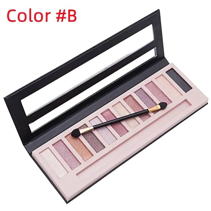 BestLand 12 Colors Makeup Smoky Eyeshadow Palette Natural Nude Matte Shimmer Glitter Pigment Eye Shadow Pallete Set Black Eye Shadow Halloween Make Up for Women (Color E Smokey)