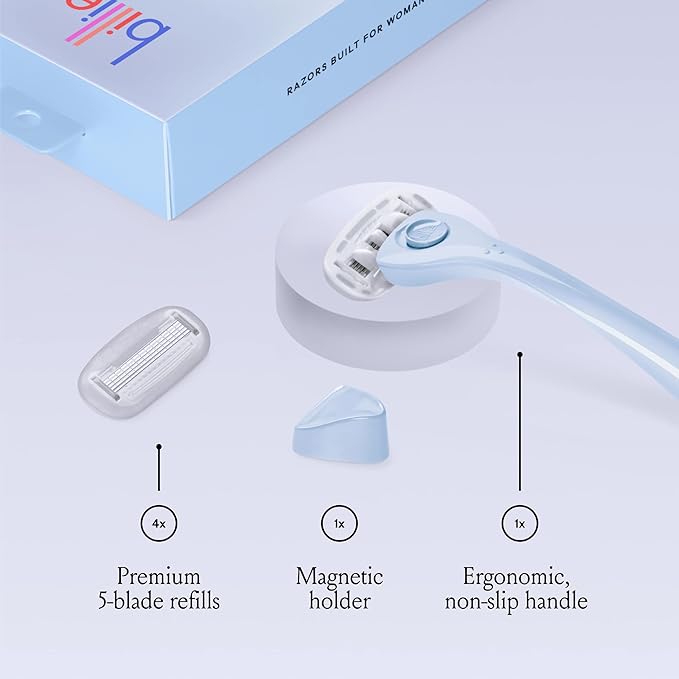 Billie Women's Razor Kit with 5 Blades + Dermaplane Starter Kit with 3 Refill Blades for Facial Hair Removal