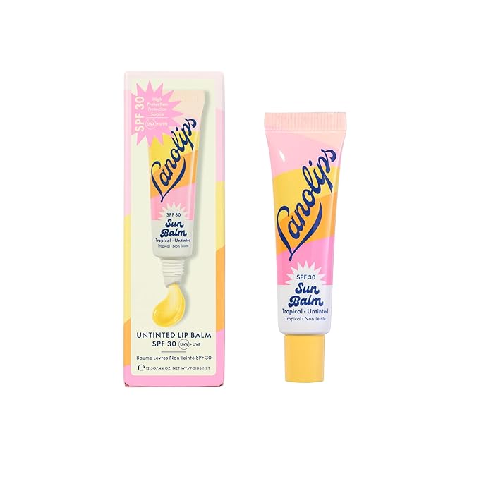 Lanolips Sun Balm Tropical SPF 30 Lip Balm - Hydrating Lanolin Lip Moisturizer with Pineapple Scent - Beach Essentials & Sun Care with Broad Spectrum UVA/UVB Protection - Untinted (0.44 oz)