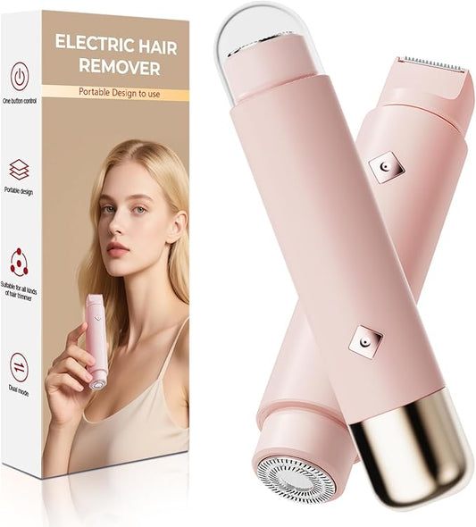 Dermave Bikini Shaver - Electric Bikini Trimmer for Women, Dual Head Shaver, 2-in-1 Womens Electric Razor (Pink)