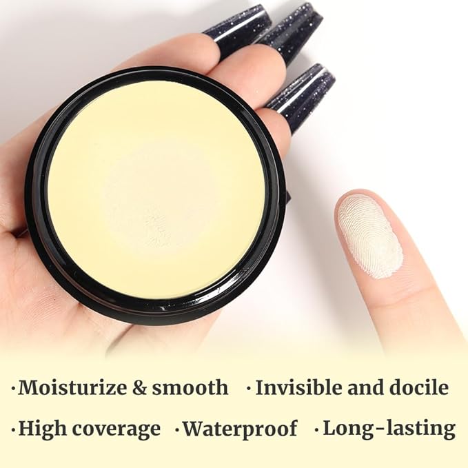 Kaely Color Correcting Concealer,Cream Pot Concealer Full Coverage,under Eye Concealer Palette for Conceals Dark Circles,Waterproof Foundation Face Makeup,10 Yellow