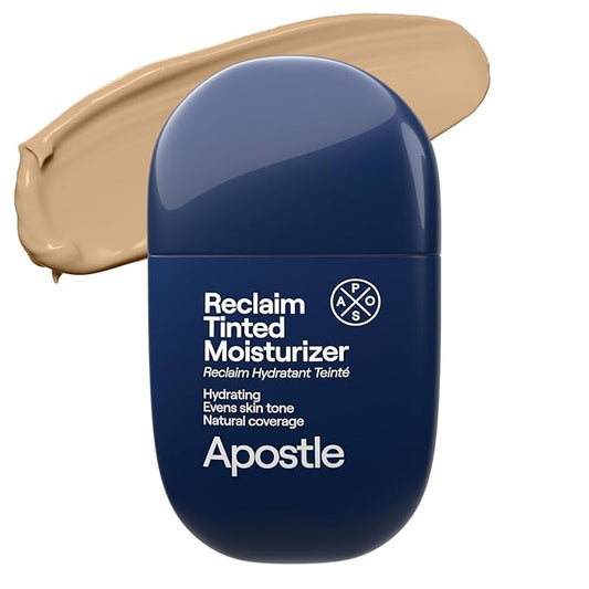 APOSTLE Reclaim Tinted Moisturizer for Men (10 Falmouth) - Niacinamide, Vitamin E, Squalane, Hyaluronic Acid, Tinted Face Moisturizer For Men. Hydrates, Evens Skin Tone, Reduces Fine Lines, 1 Fl. Oz.