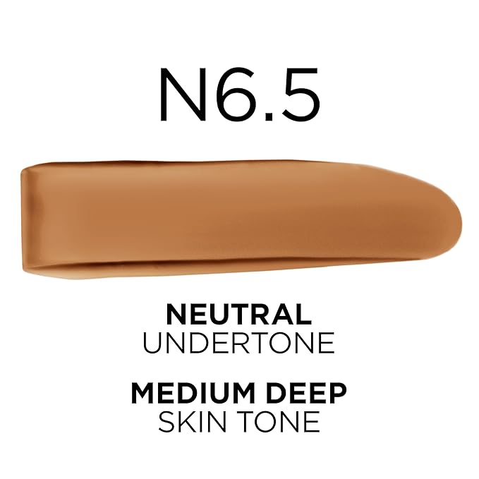 L'Oreal Paris True Match Super-Blendable Foundation, Medium Coverage Liquid Foundation Makeup, N6.5, Medium Deep, 1 Fl Oz