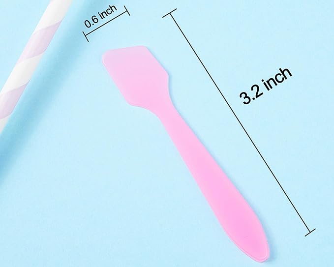 100 Pack 3.2 Inch Cosmetic Spatulas/Small Plastic Spatula for Cosmetics, Creams, Crafts/Makeup Spatula/Multipurpose Mini Applicator for Mixing Cream, Skincare, or Scraping Jars/Random Color