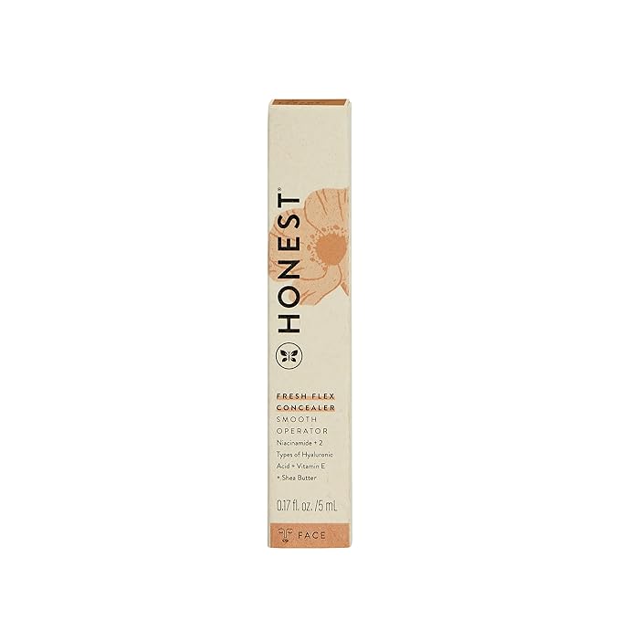 Honest Beauty Fresh Flex Concealer with Niacinamide + Vitamin E + Hyaluronic Acid | Vegan + Cruelty free | Caramel, 0.17 fl oz