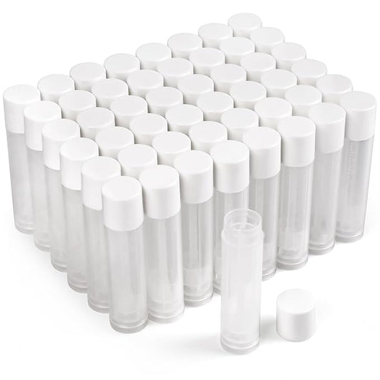 LotFancy Lip Balm tubes Empty, 60PCS 5.5ml (3/16 Oz), Clear Lip Balm Container Tubes with White Caps, BPA Free & Leak Free, Refillable
