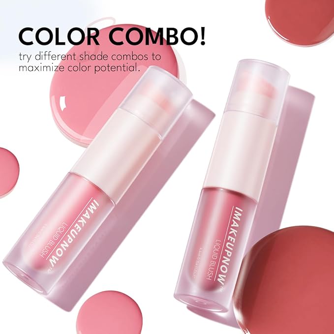 Liquid Cream Blush Stick Makeup for Cheeks | Build-in Brush - Application & Blending in One #L001 + #L002