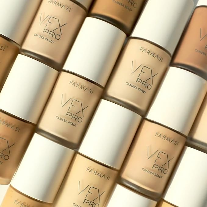 FARMASi Vfx Pro Foundation, Full Coverage Liquid Cream, Lightweight Long Lasting Coverage, Breathable Skin Moisturizer with Color True Matte Blending, Face Makeup, 1 fl. oz / 30 ml - Warm Light 04