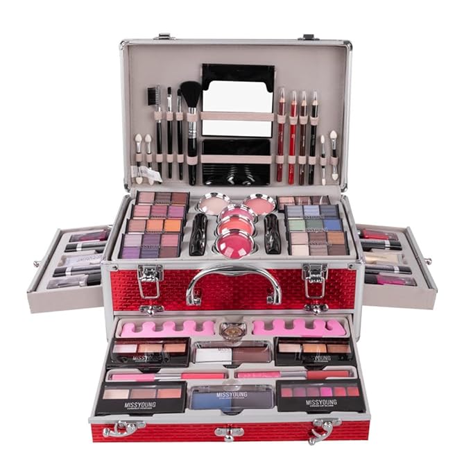 Make-up Box Set Multi-purpose Cosmetic Storage Beauty Case Professional Contain Eyeshadow Concealer Lip gloss Blusher Compact Powder Eyebrow and Makeup Pencil Brush #3