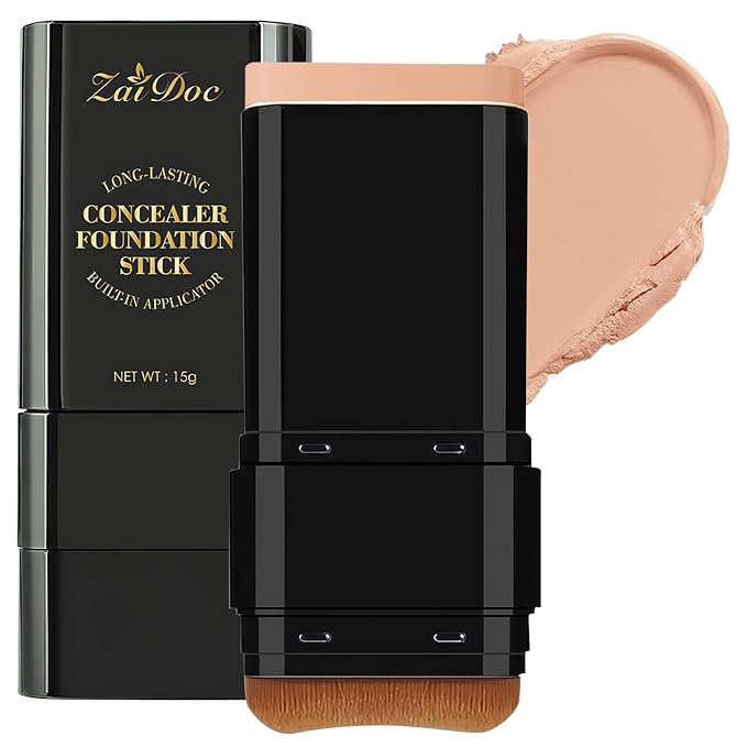 Long-Lasting Concealer Foundation Stick, Creamy Full Coverage, Hydrating Olive & Camellia Formula for Dark Circles & Blemishes, 2.09 oz (04#)