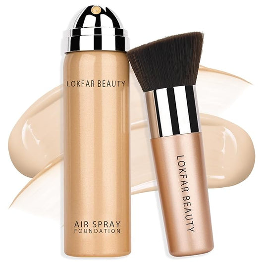 AirBrush Foundation Spray, Silky Mist Foundation Spray Makeup Set with Brush, Full Coverage Foundation for Smooth Radiant Finish, Formula Breathable Lightweight Hydrating | #A06 Pearl