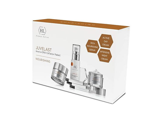HL Holy Land Cosmetics Juvelast Home Regimen Kit 3 pc. | Rich Nourishing Serum 30ml, Active Day Cream 50 ml, Intensive Night Cream 50 ml