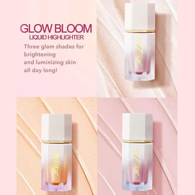 Liquid Highlighter Makeup, Long Lasting Liquid Luminizer for Glowing Skin Waterproof Smooth Glitter Highlight Face Illuminator Cream Contour Stick Body Shimmer Liquid Bronzer(#03 ROSE GOLD)